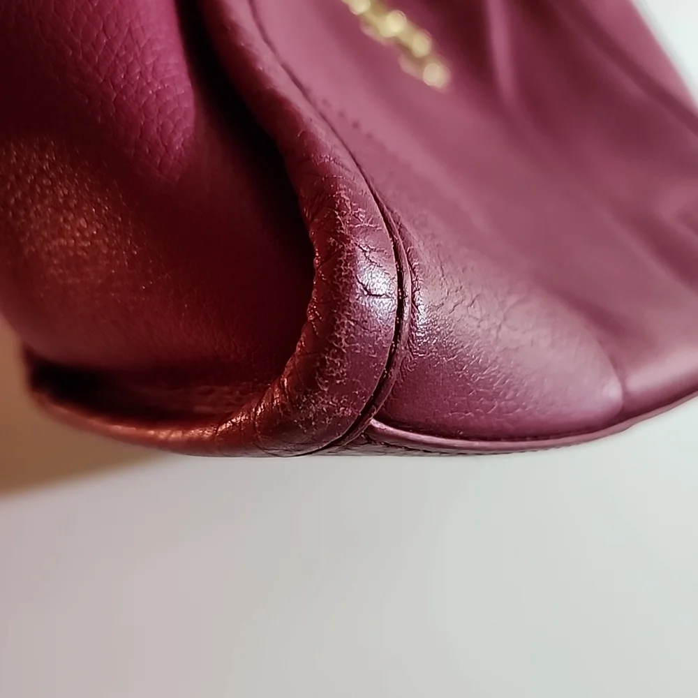Tory Burch Britten Raspberry Color Leather Slouchy Shoulder Handbag - Picture 7 of 11